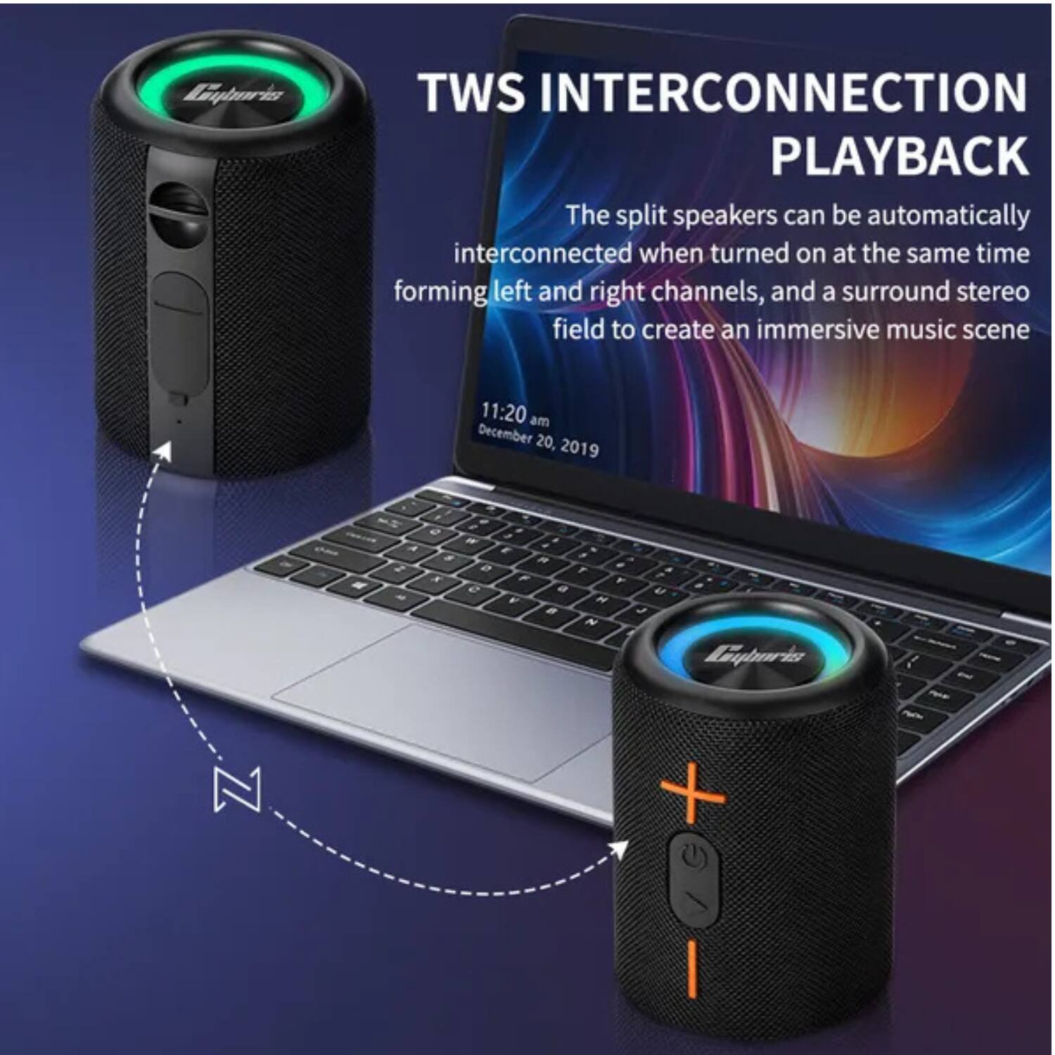 TWS INTERCONNECTION PLAYBACK

The split speakers can be automatically interconnected when turned on at the same time, forming left and right channels, and a surround stereo field to create an immersive music scene.

11:20 am December 20, 2019