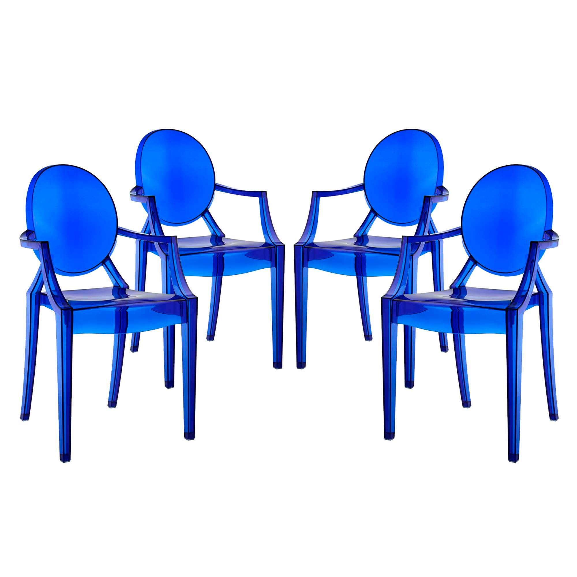 Angle. Modway - Casper Dining Armchairs Set of 4 by Modway - Blue.