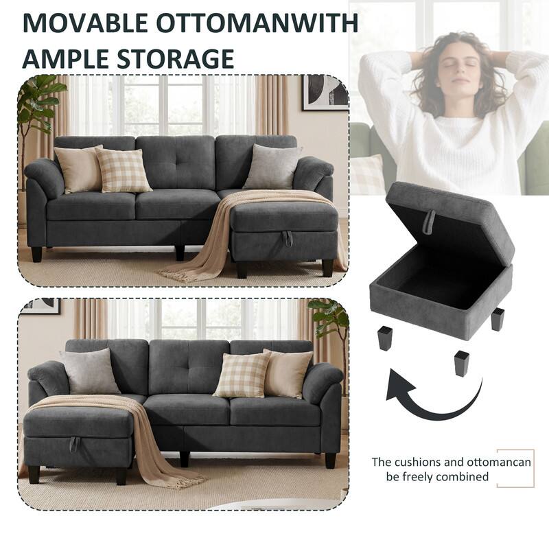 MOVABLE OTTOMAN WITH AMPLE STORAGE

The cushions and ottoman can be freely combined