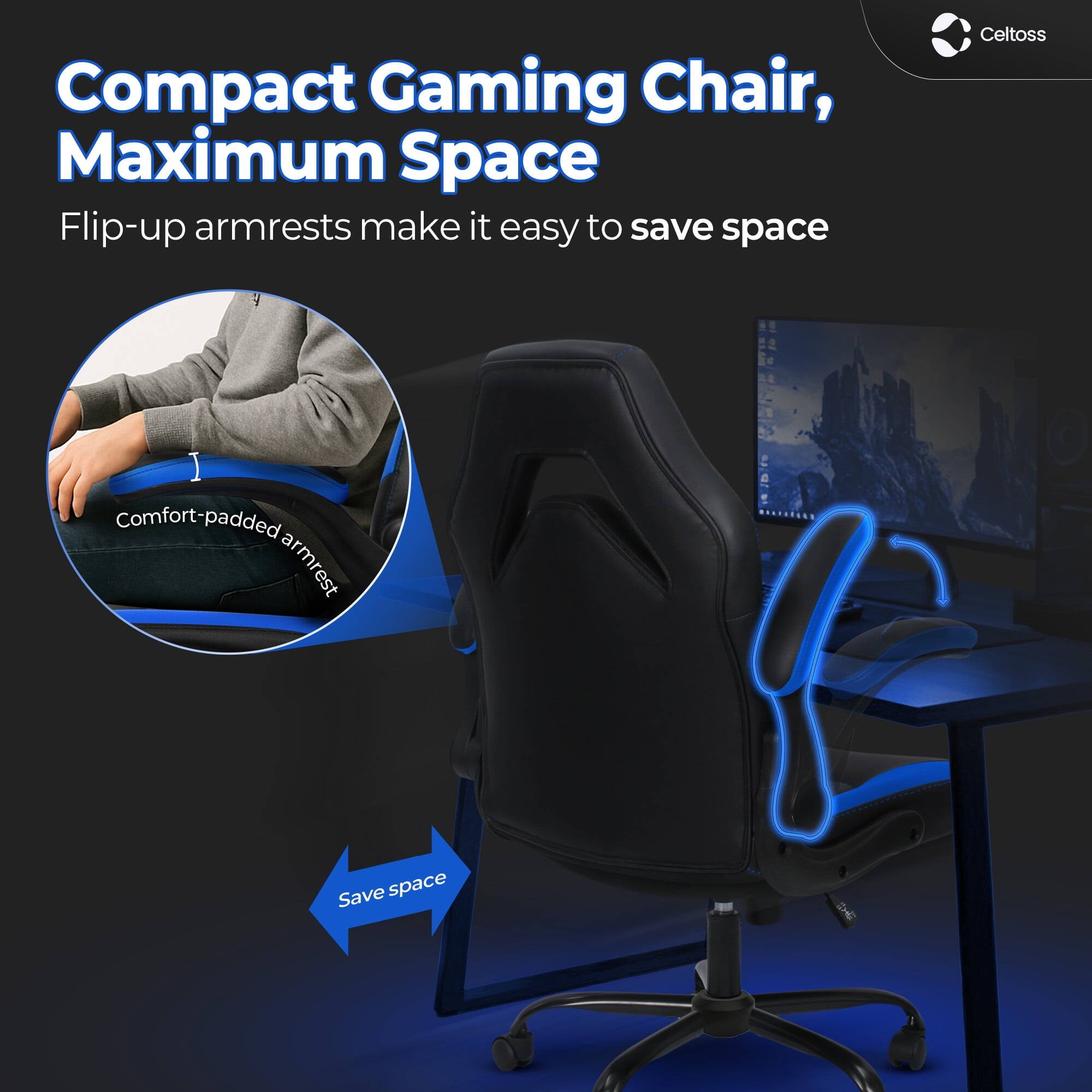 Compact Gaming Chair, Maximum Space

Flip-up armrests make it easy to save space

Comfort-padded armrest

Save space