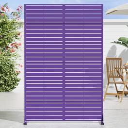 PexFix - 72 in. x 47 in. Louvered Pattern Metal Outdoor Privacy Screen & Panels, Freestanding Garden Divider Fence - Roland Purple
