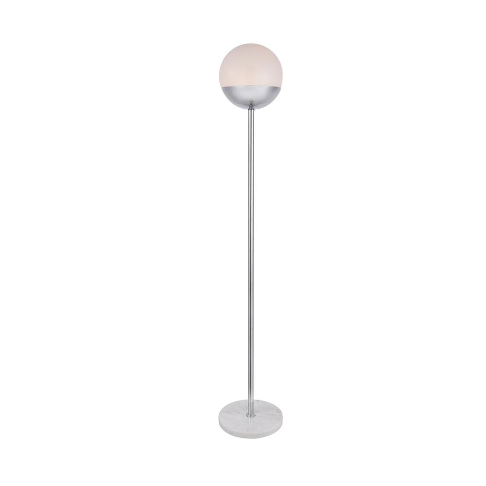 Alt View 1. Living District - Eclipse 1 Light Chrome Floor Lamp With Frosted White Glass - Chrome And Frosted White.