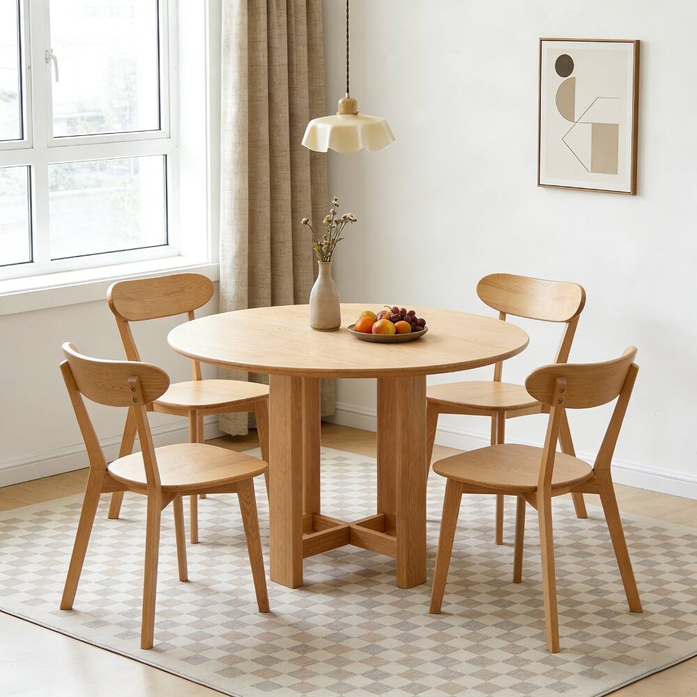 Alt View 1. Loheer - Loheer Solid Wood Dining Chairs Set of 2 Mid Century Modern Natural Wood Kitchen Chairs Curved Backrest - Natural Wood.