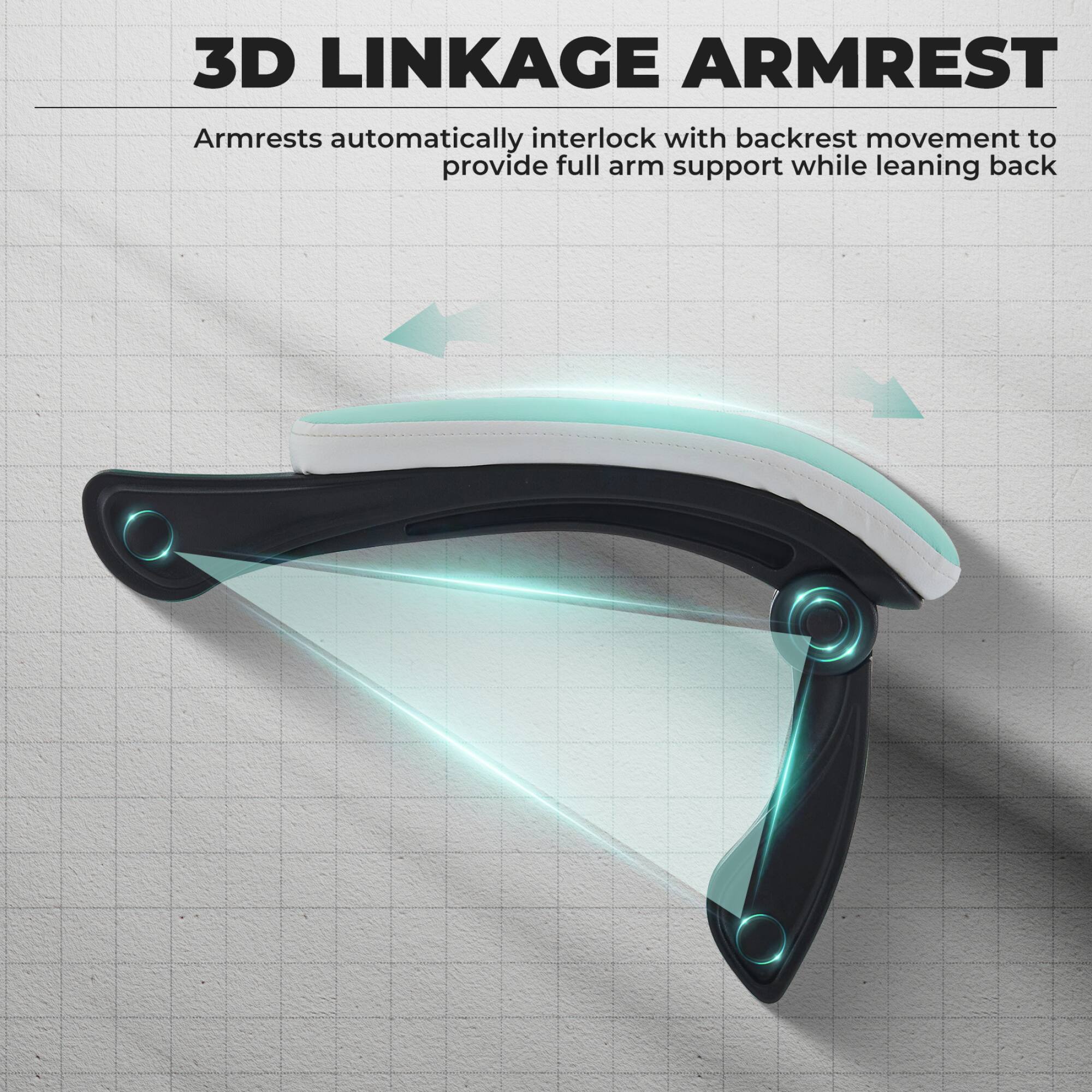 3D LINKAGE ARMREST

Armrests automatically interlock with backrest movement to provide full arm support while leaning back