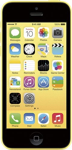 Front Standard. Apple - iPhone 5c 16GB Cell Phone - Yellow (Sprint).