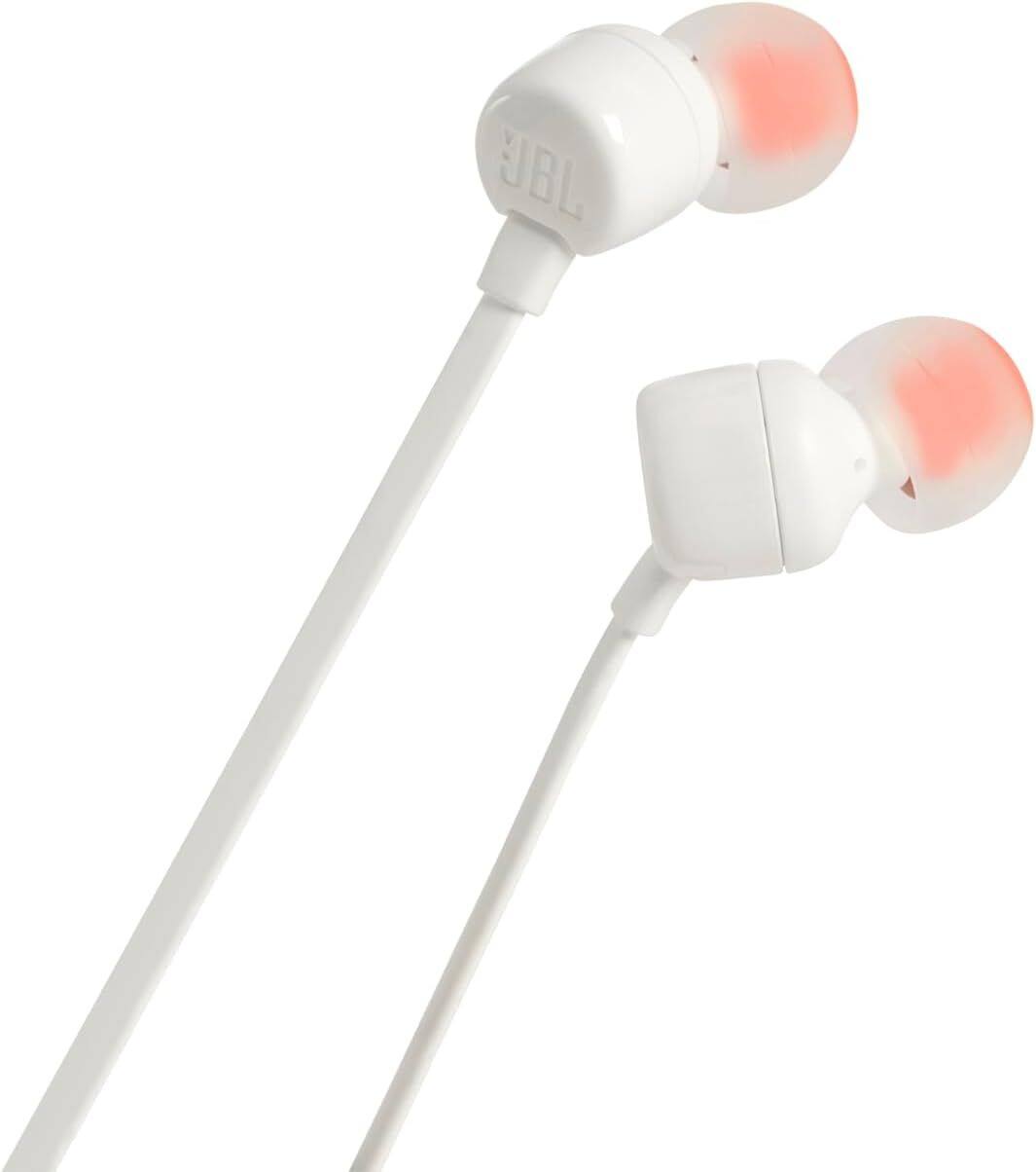 Alt View 1. JBL - JBL TUNE 110 WHITE In-Ear Tangle-Free Wired Headphones (White).