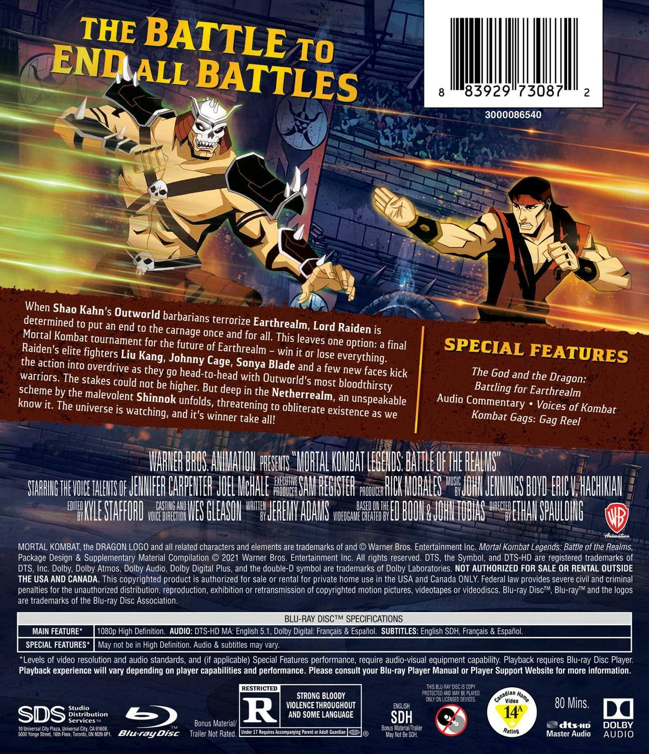 Back. Mortal Kombat Legends: Battle of the Realms [Blu-ray].