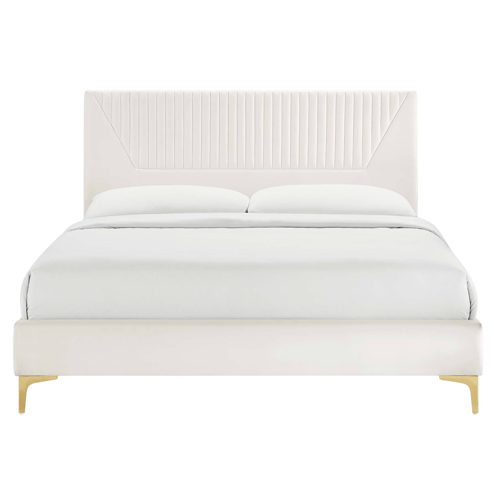 Alt View 1. Modway - Keynote Upholstered Fabric Curved Full Platform Bed - White.