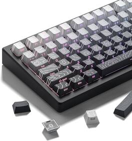 Womier - Double Shot PBT keycaps,Topographic Keys Cherry Profile Key caps for All US Layout Mechanical Keyboardd - Gray
