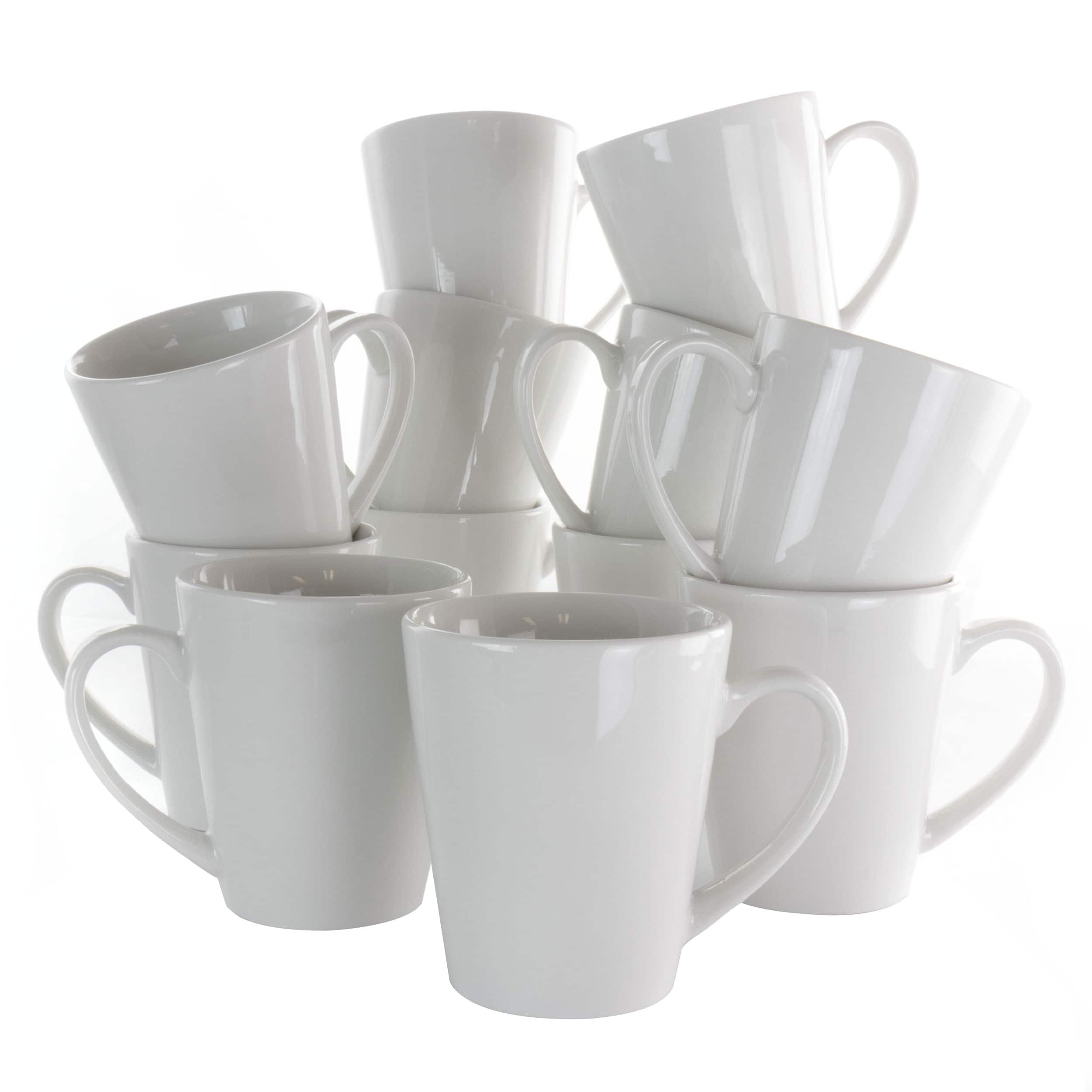 Elama - Holt 12 Piece 10 Ounce Porcelain Mug Set - White