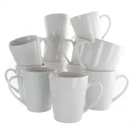 Elama - Holt 12 Piece 10 Ounce Porcelain Mug Set - White