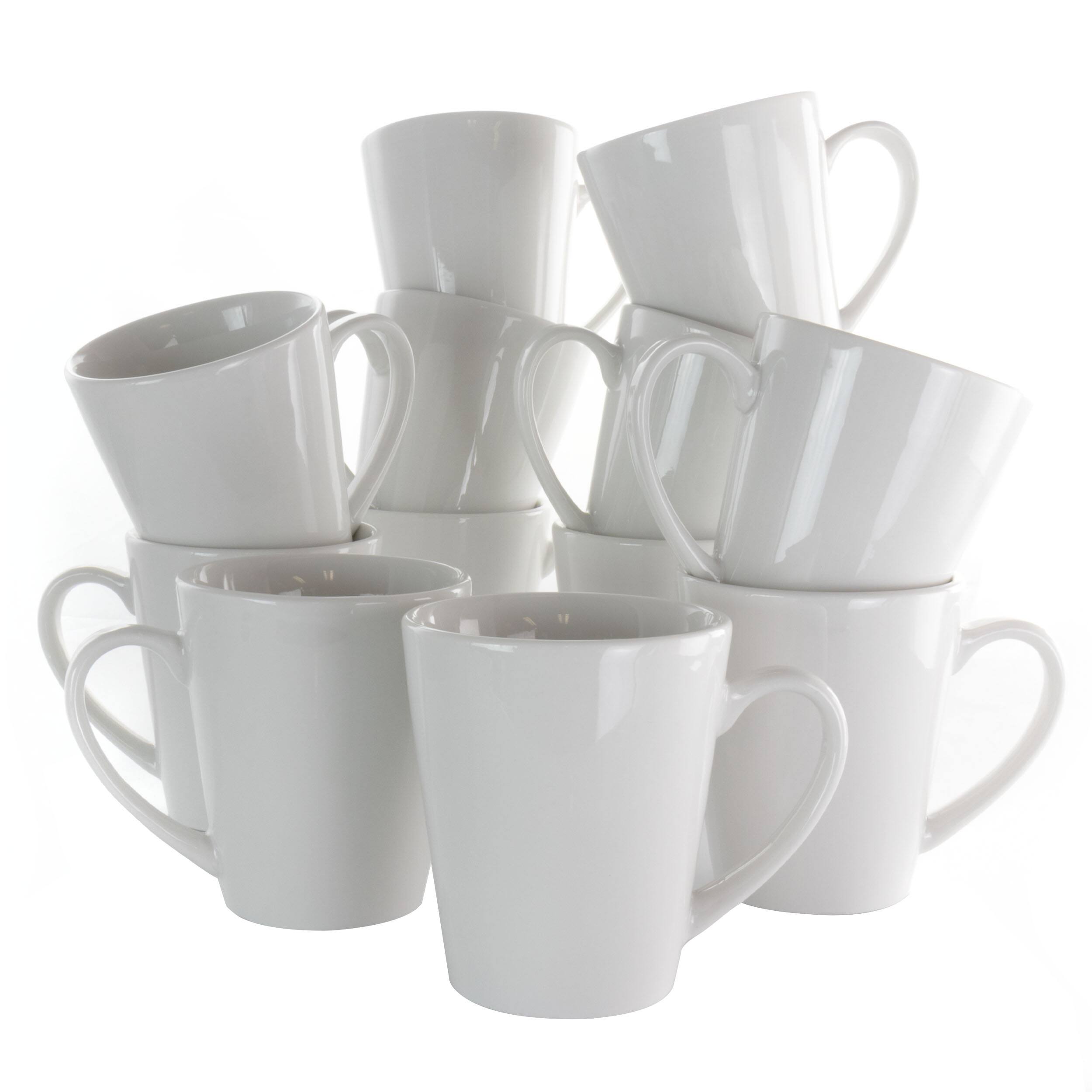 Front. Elama - Elama Holt 12 Piece 10 Ounce Porcelain Mug Set in White - White.