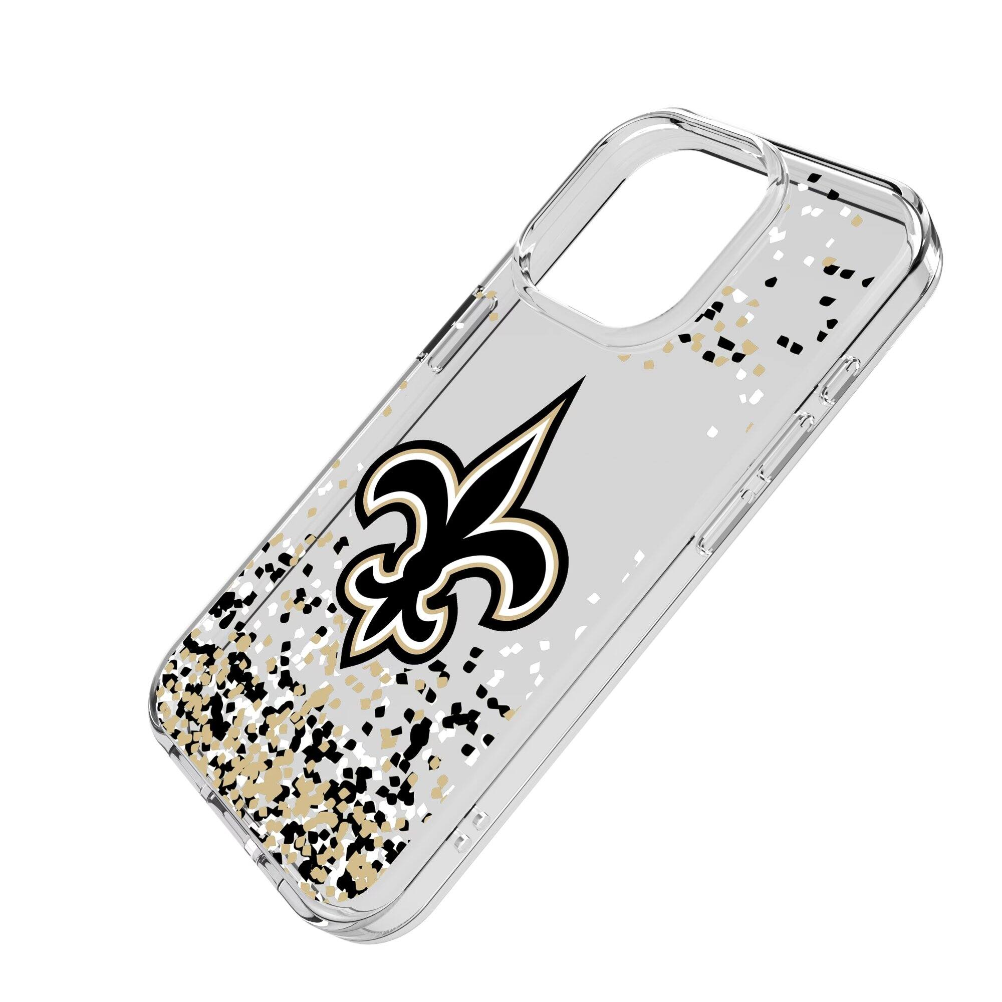 Alt View 1. Keyscaper - New Orleans Saints iPhone Clear Case with Confetti Design - 15 Plus - Multicolor.