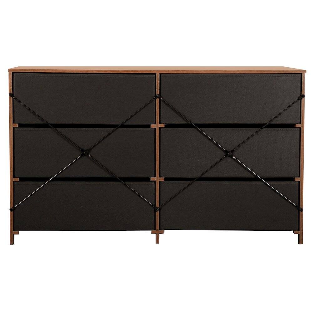 Alt View 3. Techni Home - 6-Drawer Dresser with Large Fabric Drawers, Walnut - Brown.