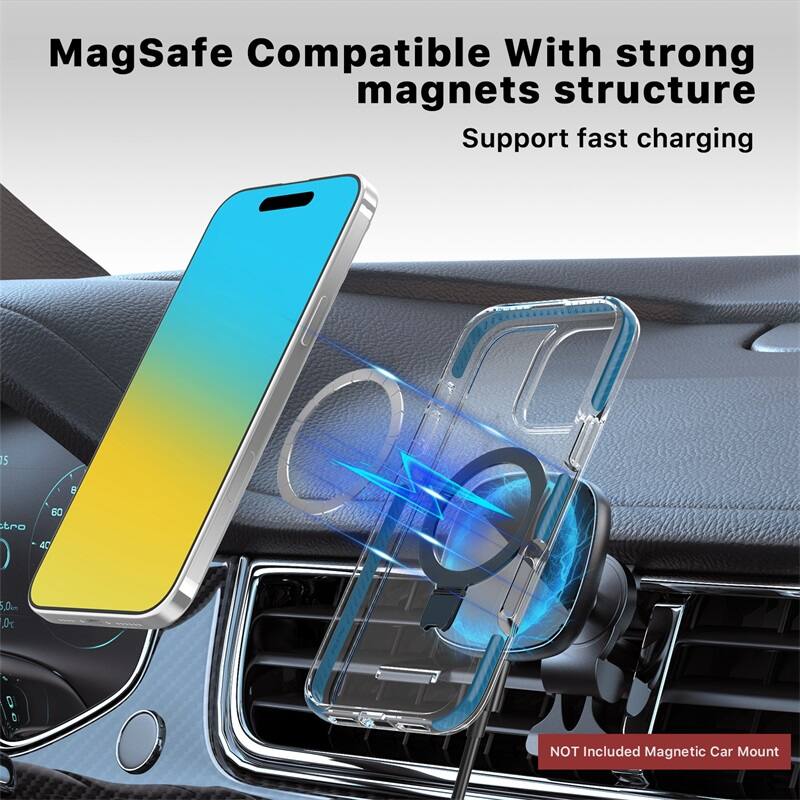 MagSafe Compatible With strong magnets structure Support fast charging NOT Included Magnetic Car Mount