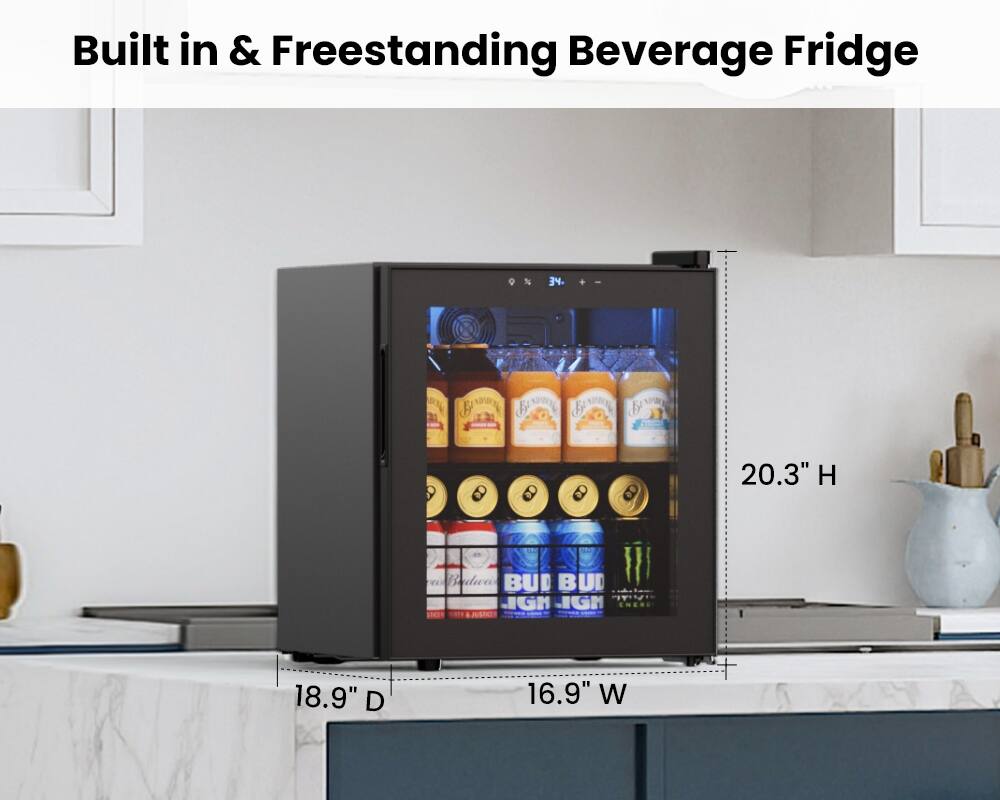 Built in & Freestanding Beverage Fridge

Dimensions:
- Height: 20.3"
- Depth: 18.9"
- Width: 16.9"