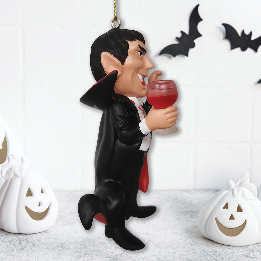 Left. OrnamentallyYou - Dracula Vampire Christmas Ornament Resin Halloween Decoration - Multi-colored.
