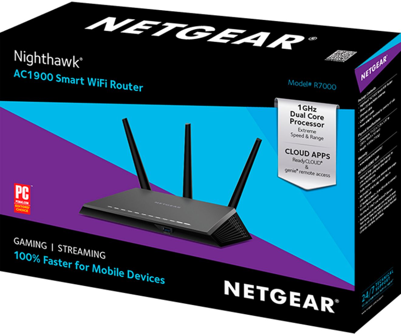 NETGEAR Nighthawk Smart Wi-Fi Router (R7000) - AC1900 Wireless Speed (Up to  1900 Mbps) | Up to 1800 Sq Ft Coverage & 30 Devices | 4 x 1G Ethernet and
