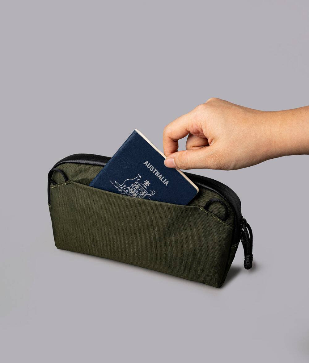 Alt View 1. ALPAKA - 0.7L Men's Carry-All & Organizer Clutches;Crossbody Bag for Men with RFID Blocking, Passport Holder - Olive Green X-Pac X42.