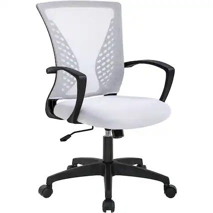 Front. Hivvago - White Modern Mid-Back Office Desk Chair Ergonomic Mesh with Armrest on Wheels - White.