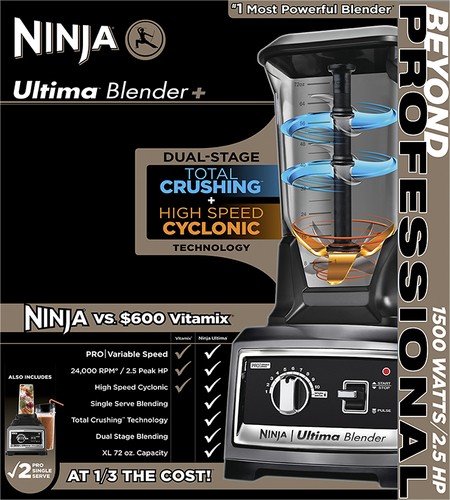 Ninja Ultima Blender Pitcher 72 oz XL Fits BL800 BL810 BL820 BL830