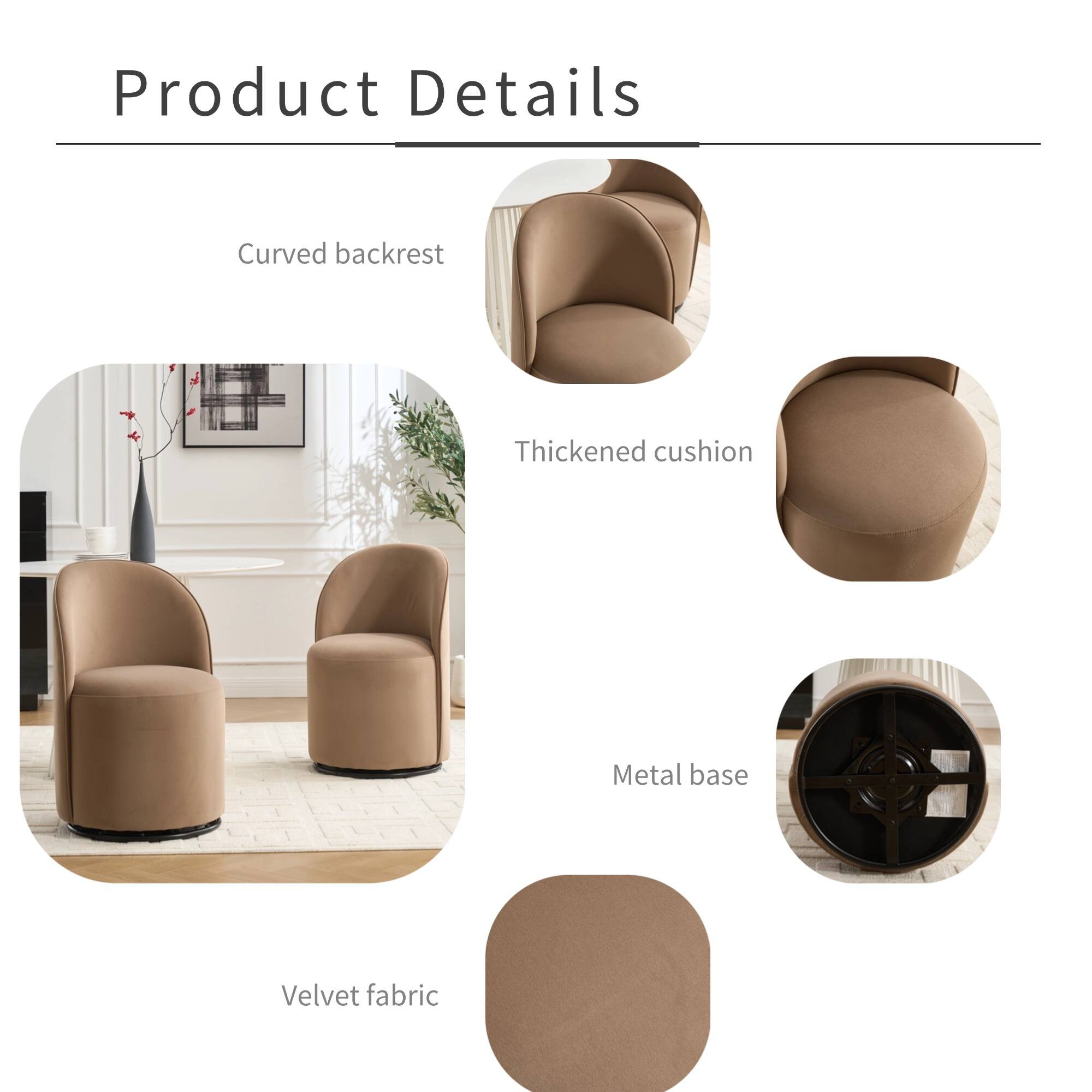 Product Details

- Curved backrest
- Thickened cushion
- Metal base
- Velvet fabric