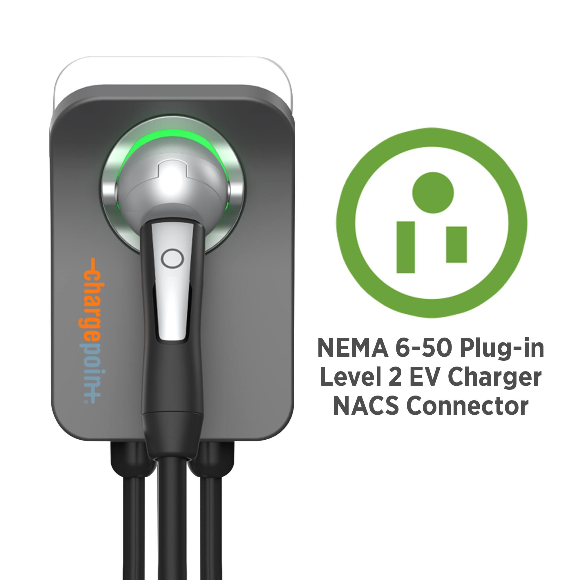- ChargePoint NEMA 6-50 Plug-in Level 2 EV Charger NACS Connector