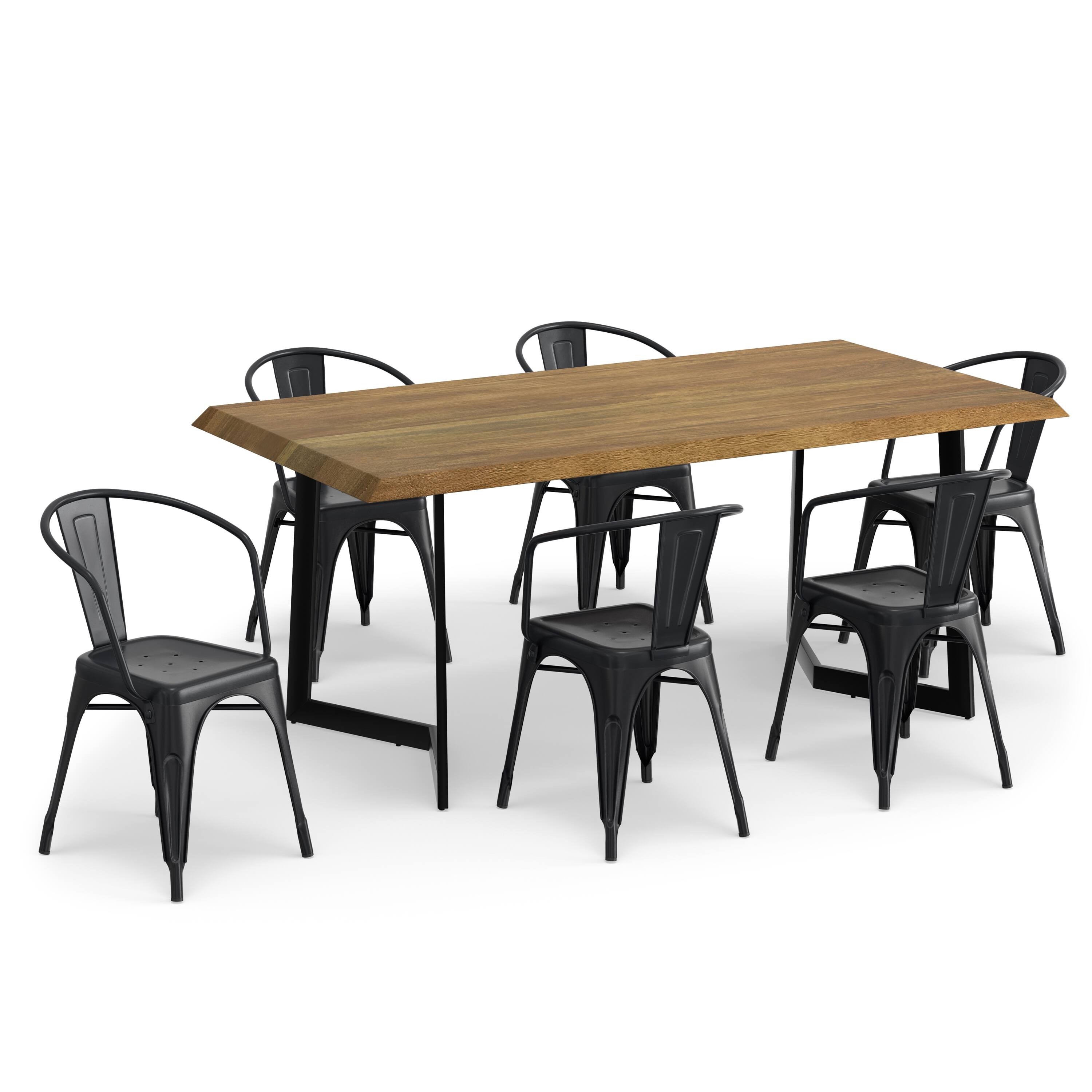 Alt View 2. Simpli Home - Larkin / Watkins 7-Piece Dining Set - Distressed Black and Silver.