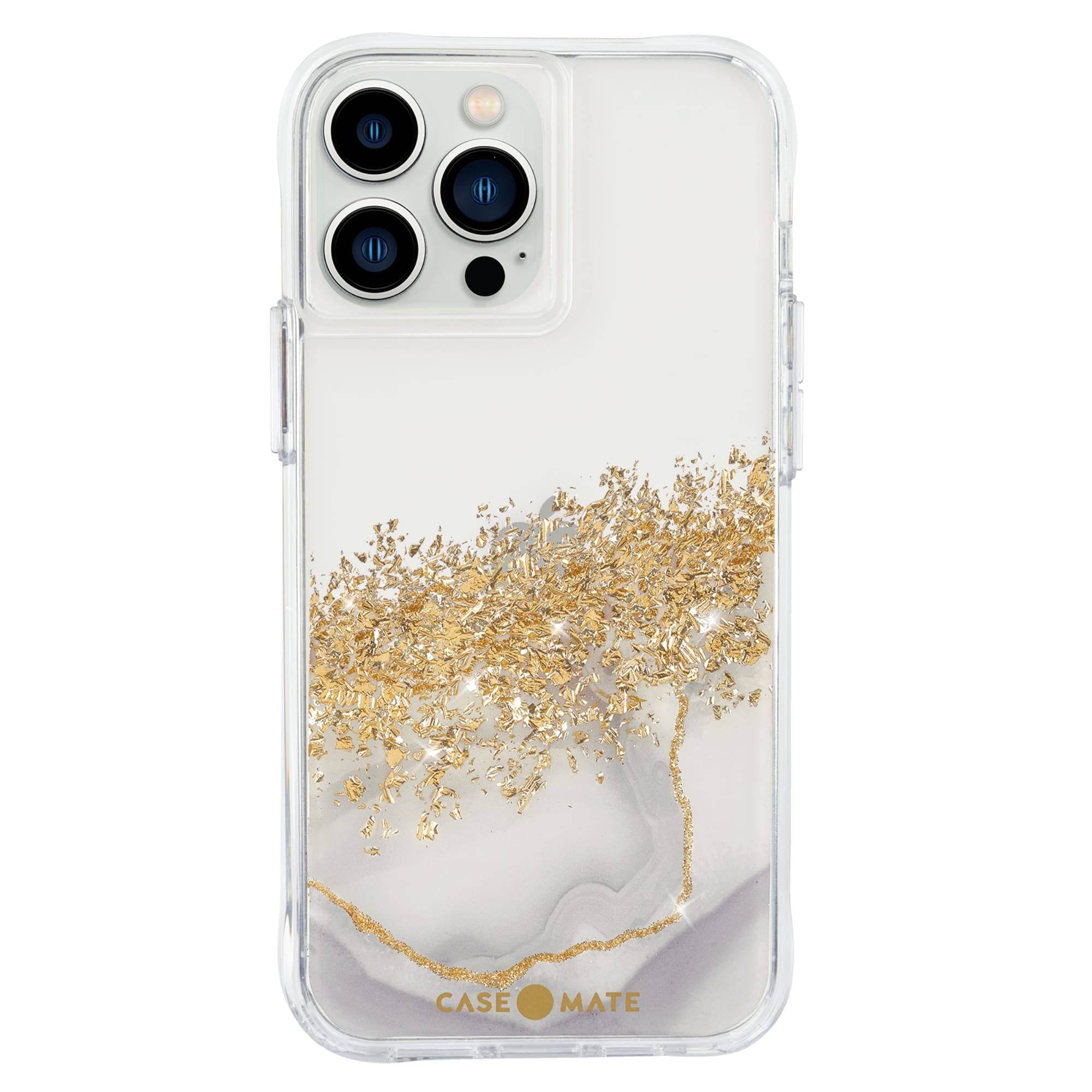 Front. Case-Mate - Karat Marble Hardshell Case w/ Antimicrobial for iPhone 13 Pro Max - Gold.