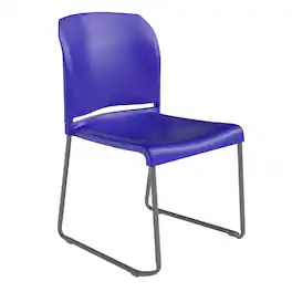 Emma + Oliver - Home and Office Guest Chair Full Back Contoured Sled Base Stack Chair - Blue
