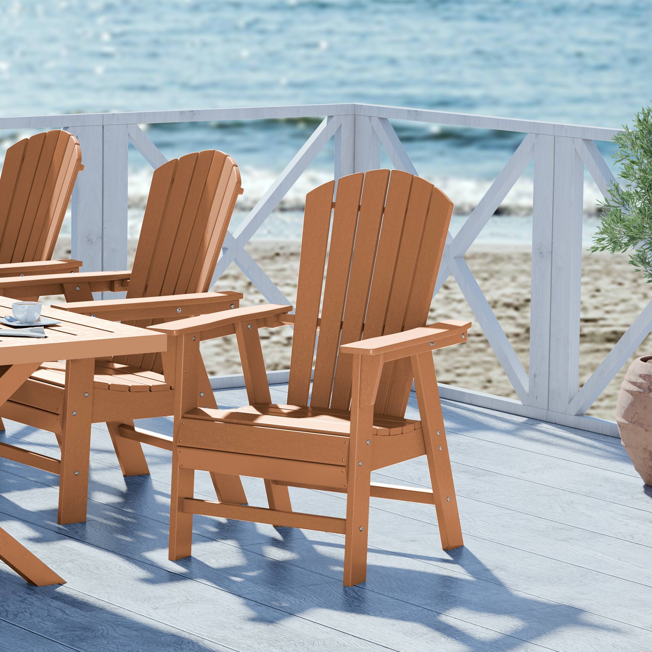 Angle. WestinTrends - WestinTrends Dylan Outdoor Patio Shell-back Adirondack Dining Chair Weather Resistant - Teak.