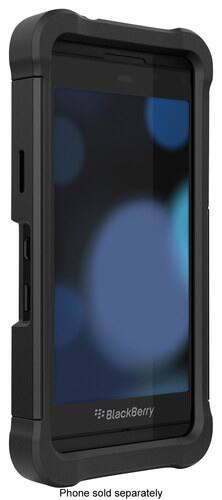 Front Standard. Ballistic - Shell Gel Series Case for BlackBerry Z10 Mobile Phones - Black/Black.