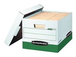 Bankers Box - R-Kive Heavy-Duty FastFold File Storage Boxes, Lift-Off Lid, Letter/Legal Size, /Green, 12/Carton - White