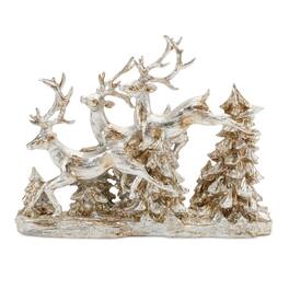 BreeBe - Woodland Deer and Trees Display 15.5"L - Silver