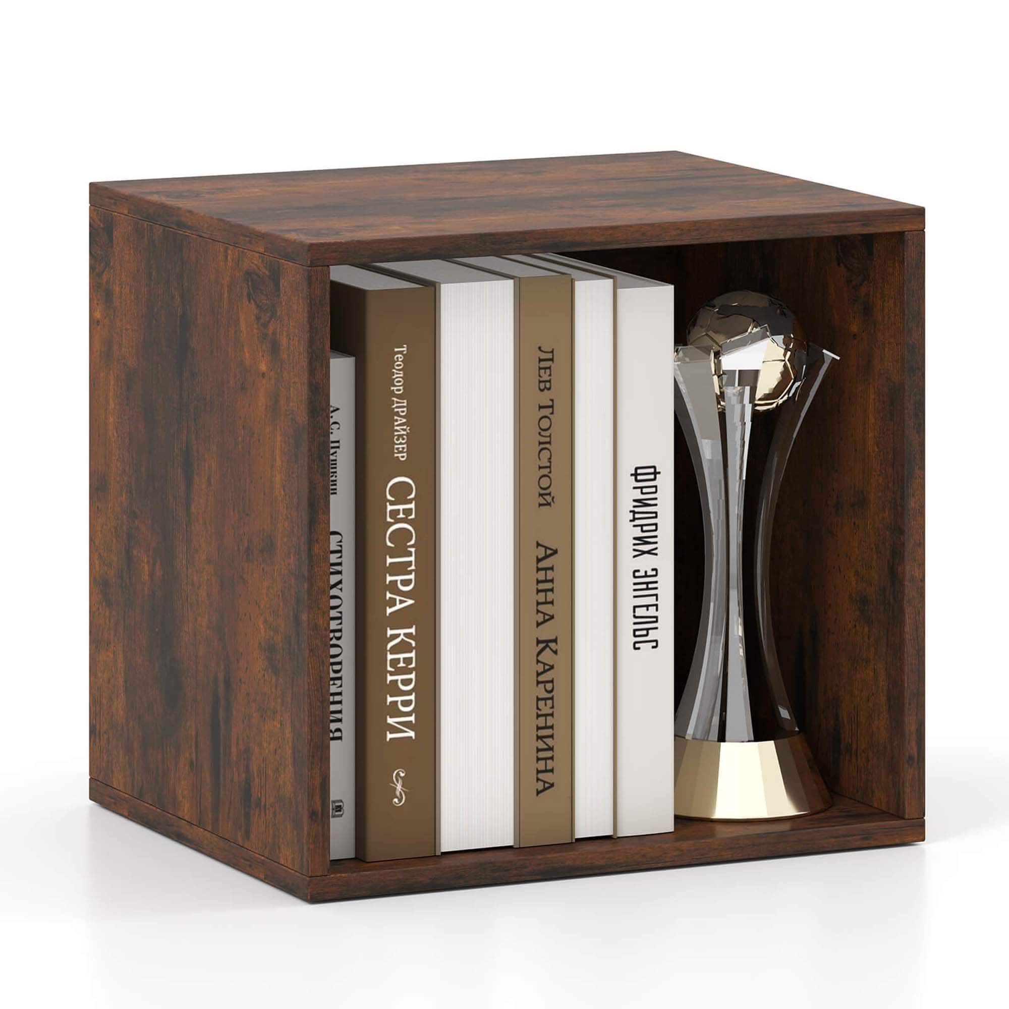 Front. Costway - Costway 1 PCS Cube Storage Organizer Stackable Open Book Shelf for Small Space Storage System - Brown.