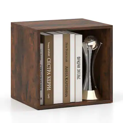 Front. Costway - Costway 1 PCS Cube Storage Organizer Stackable Open Book Shelf for Small Space Storage System - Brown.