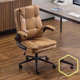 Winado - Desk Chair High-Back Computer Gaming Chair Removable wheels,360° Swivel,Adjustable Height,Flip-Up Arms,for Home Office - Rustic-Suede