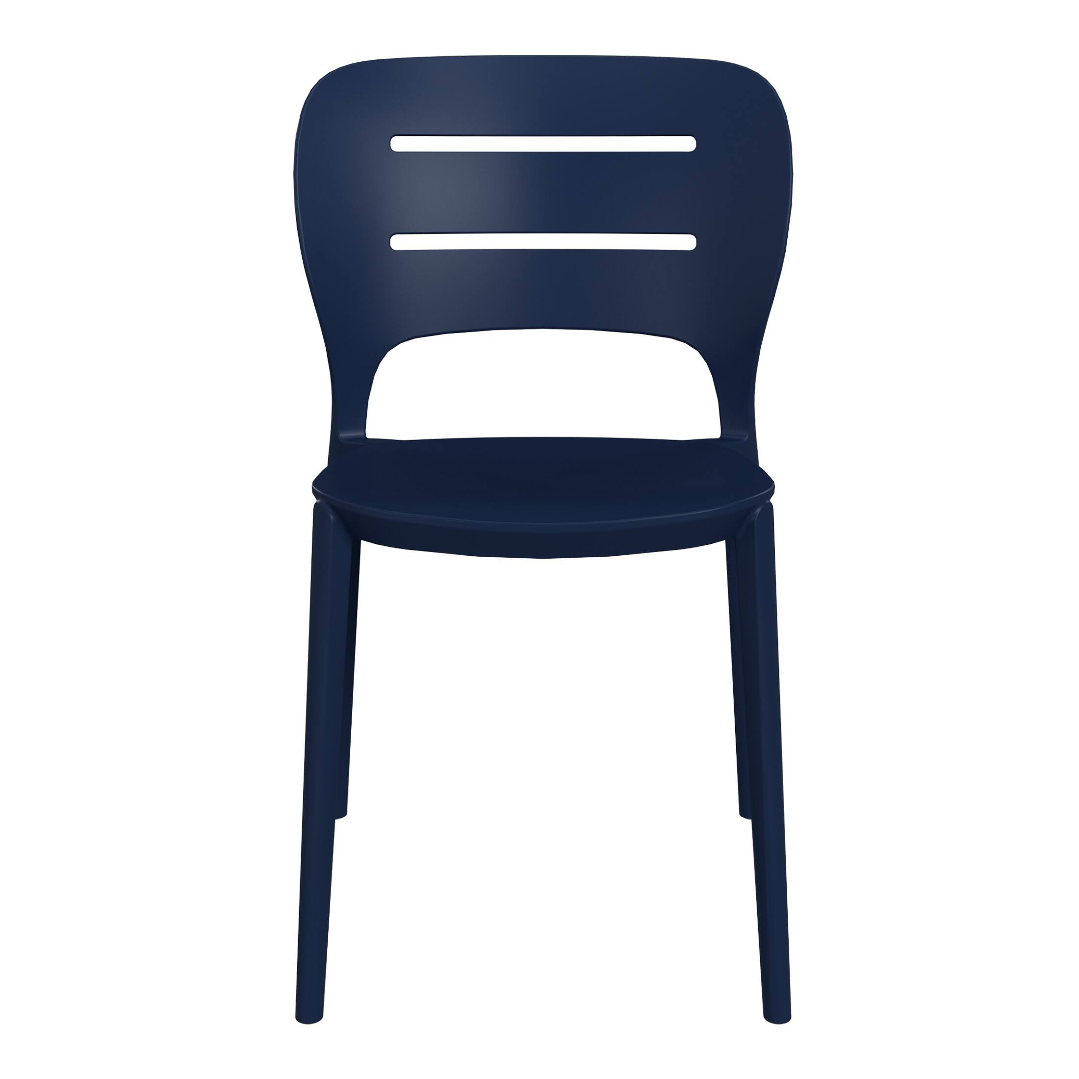 Back. WestinTrends - WestinTrends Playa Outdoor Modern Stackable Plastic Patio Dining Side Chairs (Set of 2) - Navy Blue.