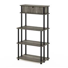 Furinno - Turn-N-Tube Toolless Kitchen Storage Shelf with Top Cabinet - French Oak Grey/Black