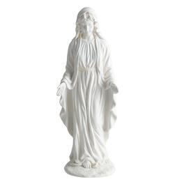 Costway - 29.5" Virgin Mary Statue Tall Outdoor Religious Sculpture with Aged Finish for Yard - White