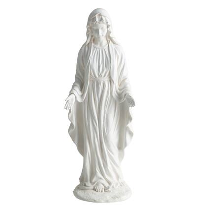 Front. Costway - Costway 29.5" Virgin Mary Statue Tall Outdoor Religious Sculpture with Aged Finish for Yard - White.