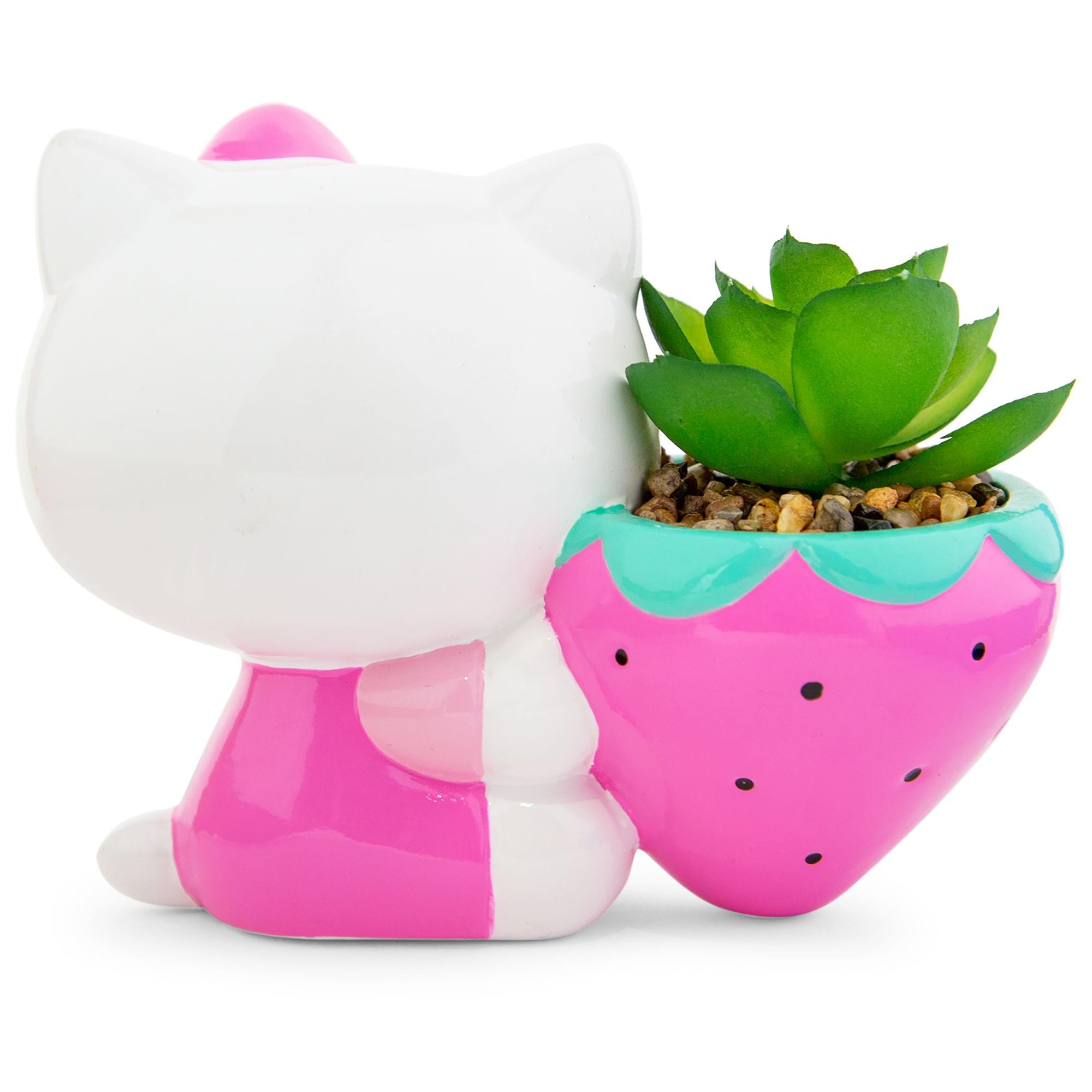 Alt View 2. Silver Buffalo - Sanrio Hello Kitty Strawberry 5-Inch Planter With Artificial Succulent - Pink.
