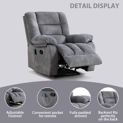 Bestier - Set of 2 Overstuffed Fabric Recliner Chairs with 8-Point Vibration Massage Manual Pull Recliner with Time Setting - Light Gray Bestier - Set of 2 Overstuffed Fabric Recliner Chairs with 8-Point Vibration Massage Manual Pull Recliner with Time Setting - Light Gray