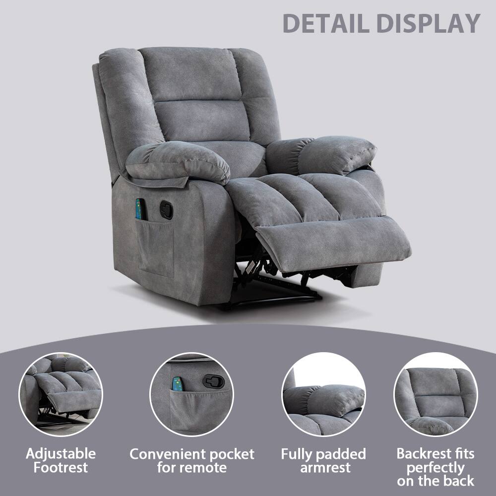 DETAIL DISPLAY: Adjustable Convenient pocket, Footrest for remote, Fully padded Backrest fits armrest perfectly on the back.