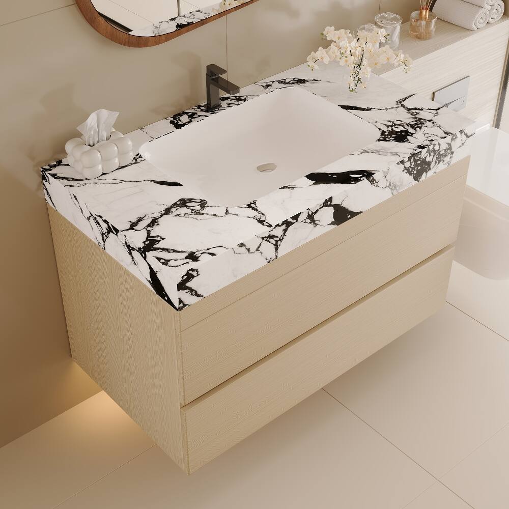 Back. Loheer - Loheer 29.9 inch floating bathroom vanity Wall Mounted Vanity with Sink White Wood - White/Wood.