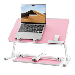Stylel Star - SAIJI Height & Angle Adjustable Laptop Stand for Bed, Lap Desk Bed Tray Table, Light Weight Foldable Portable Laptop - Pink