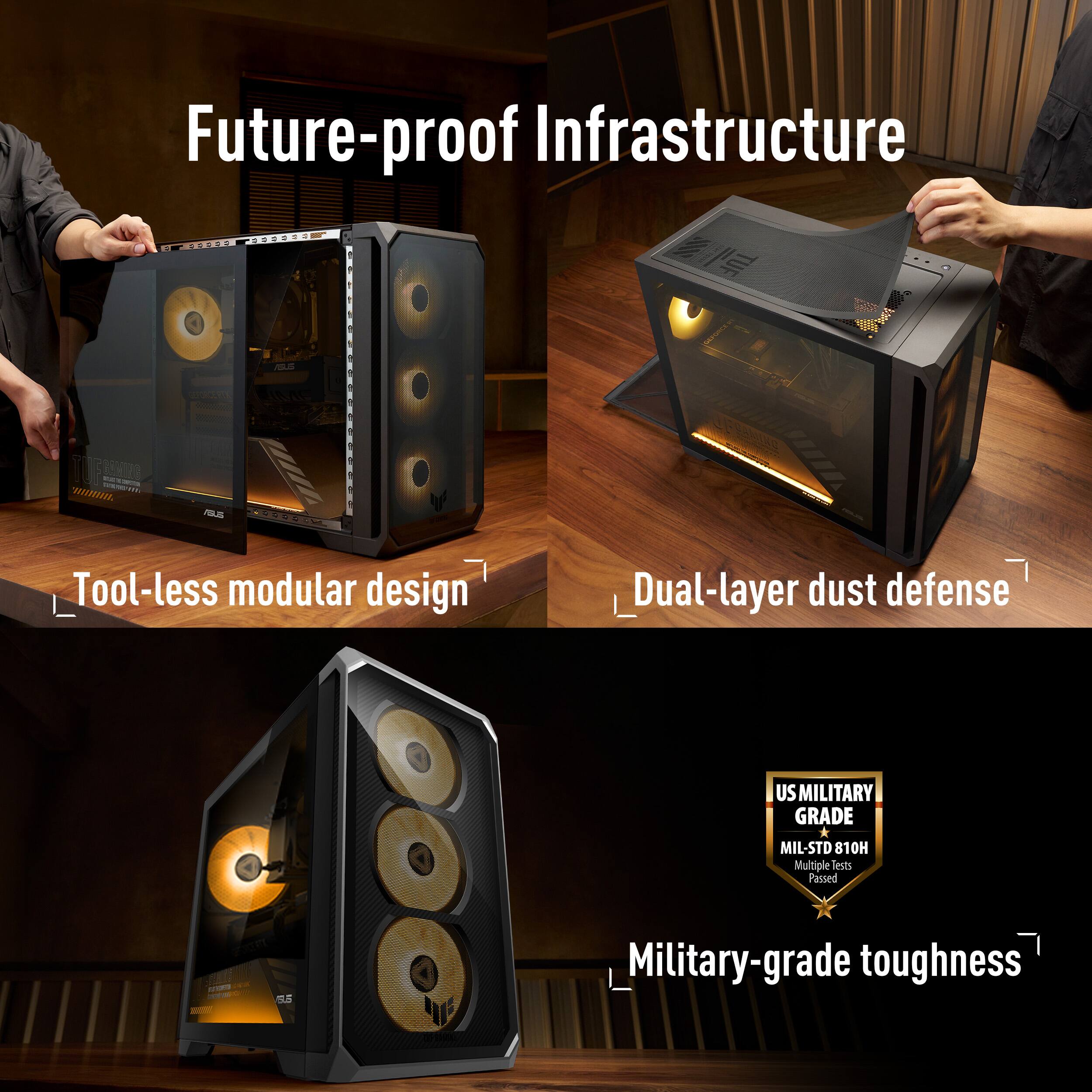 Future-proof Infrastructure

Tool-less modular design

Dual-layer dust defense

US MILITARY GRADE
MIL-STD 810H Multiple Tests Passed

Military-grade toughness