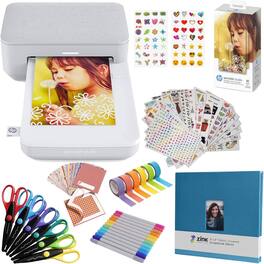 HP - Sprocket Studio Plus 4x6” Photo Printer Bundle with Photo Album, Markers, Photo Paper and Stickers - White