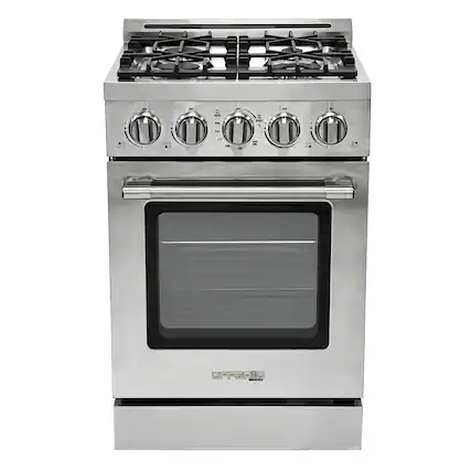 Front. Unique Appliances - Off-Grid 24 in. Wide 4 Burner 3.75 Cu. Ft. Freestanding LP Gas Range with Waist-High Broiler and Manual Clean - Stainless Steel.