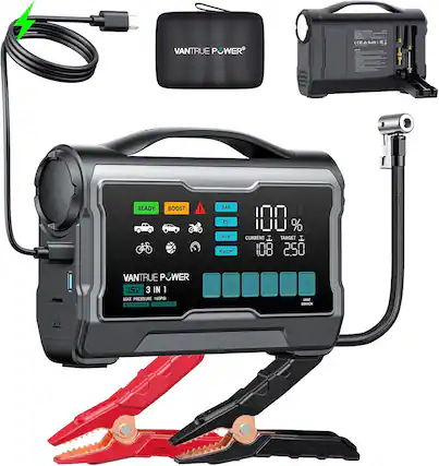 VANTRUE POWER JS2 3 IN 1
MAX PRESSURE 160PSI
AUTO LIGHT
UNIT SWITCH
READY BOOST
100%
CURRENT I 108
TARGET I 250
BAR PSI K.PA
Kg/cm²